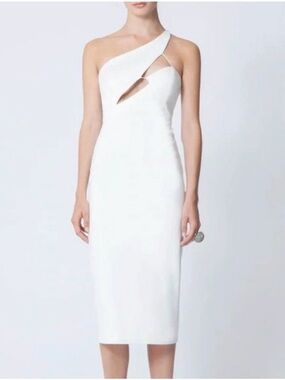 AQ/AQ Pembroke Asymmetrical Cut-Out Midi Sheath Dress